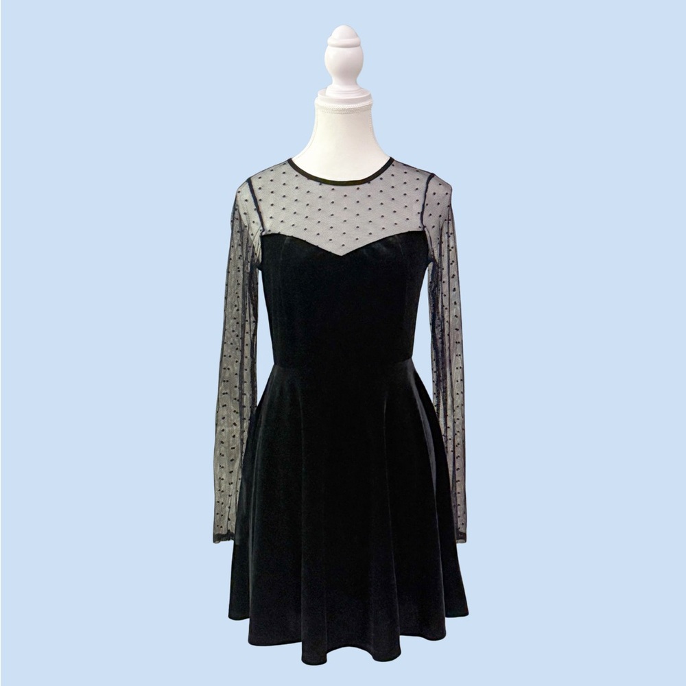 Lulus Black Velvet Long Sleeve Mini Dress